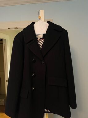 kate spade Black Double-Breasted Wool Peacoat